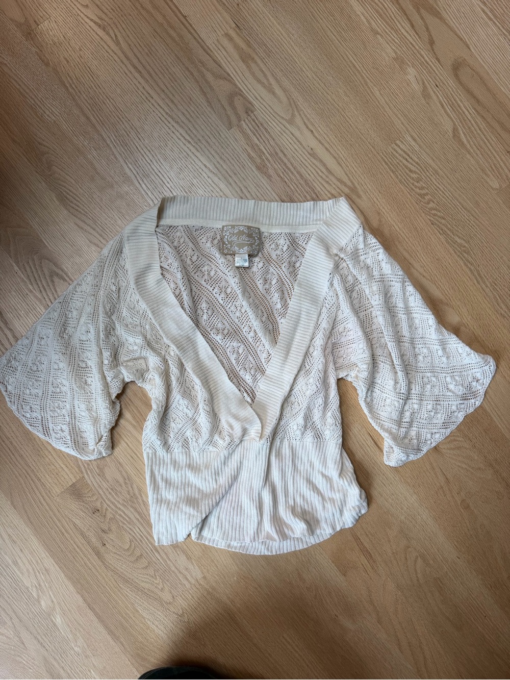 White Knit Boho Wrap Style Cardigan/Poncho